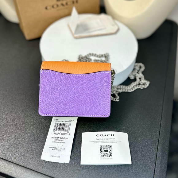 NEW! Coach Colorblock Leather Mini Wallet On a Chain - Picture 17 of 17